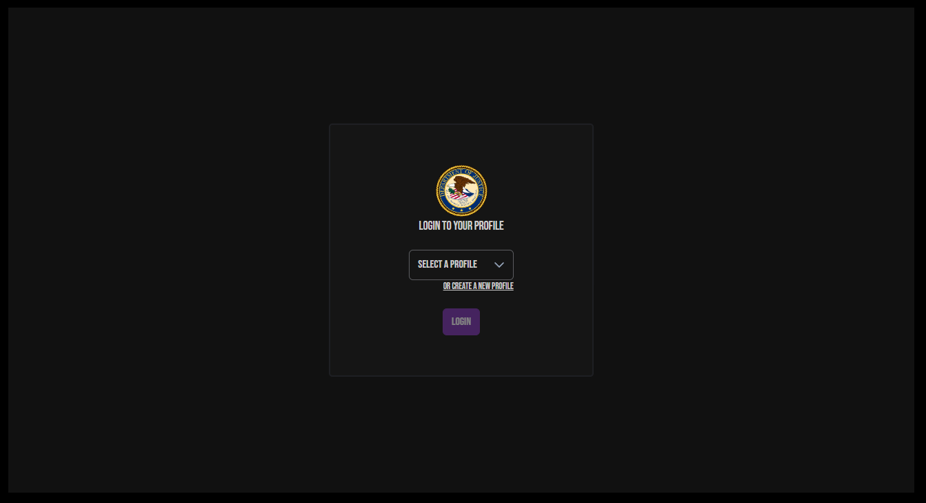 Screenshot of the login screen